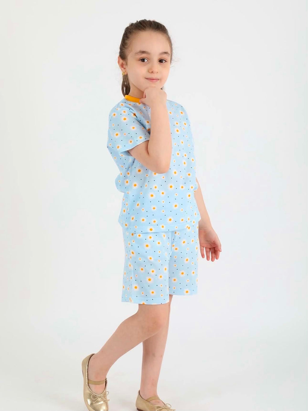 Ensemble Fille 100% Coton – Fleur Bleu