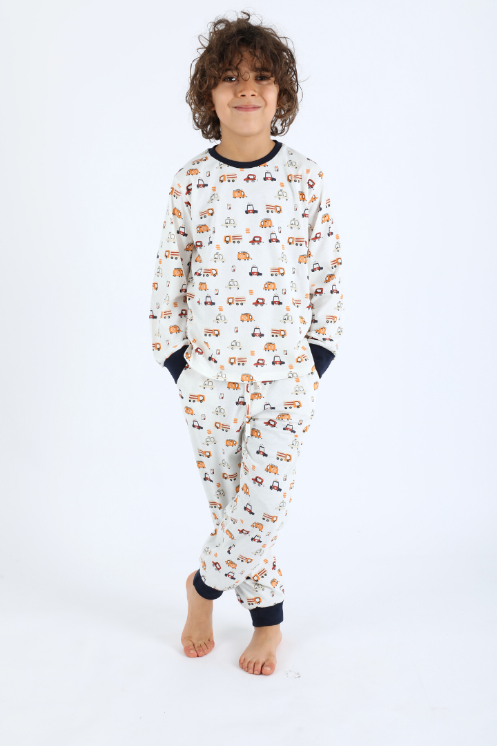 Pyjama véhicules orangé