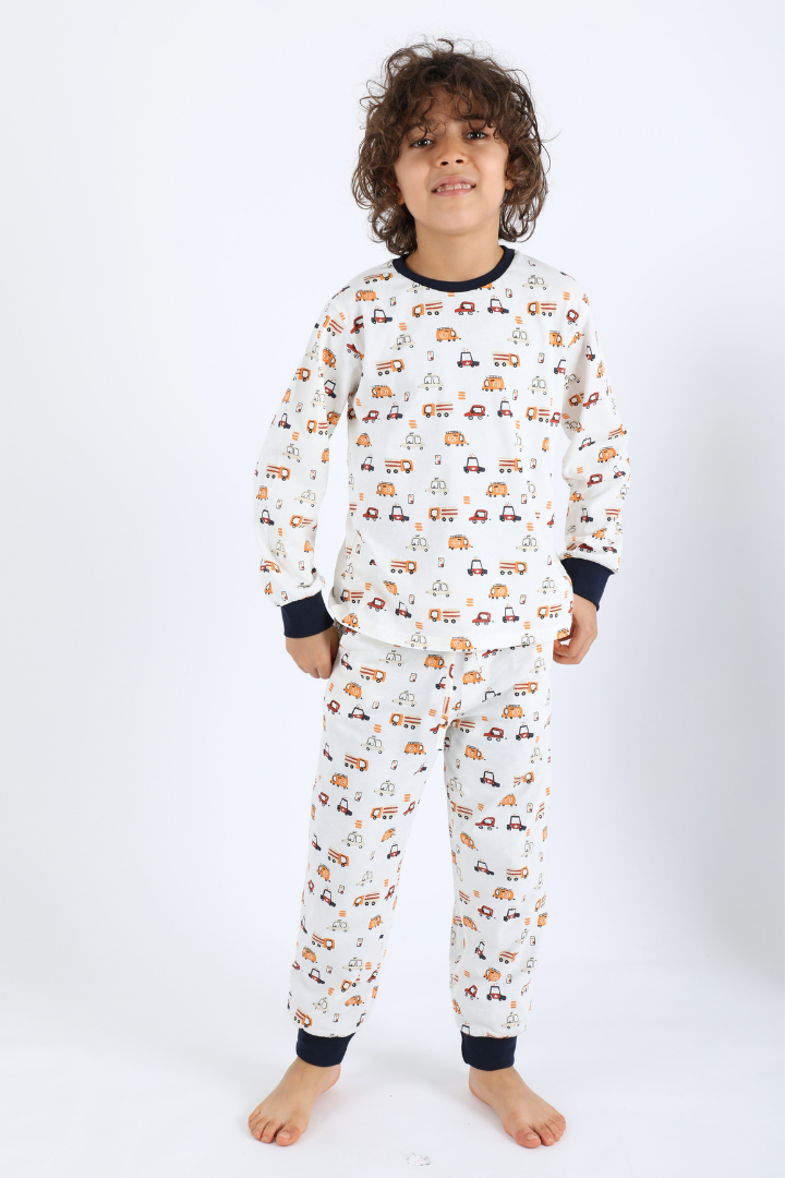 Pyjama véhicules orangé