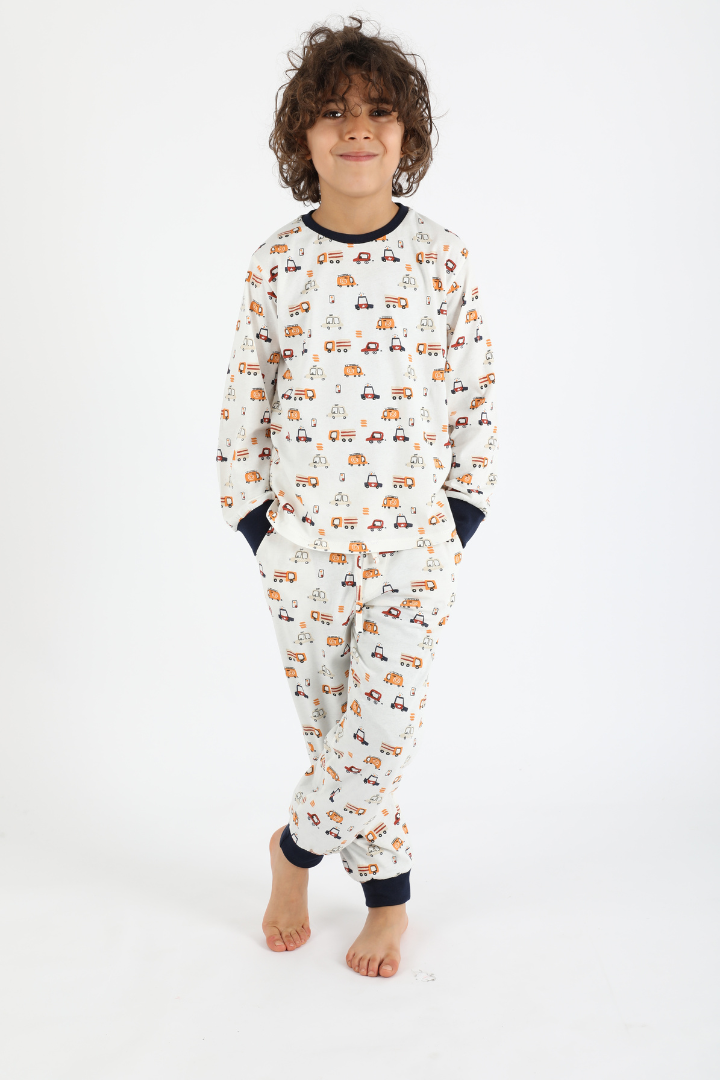 Pyjama véhicules orangé
