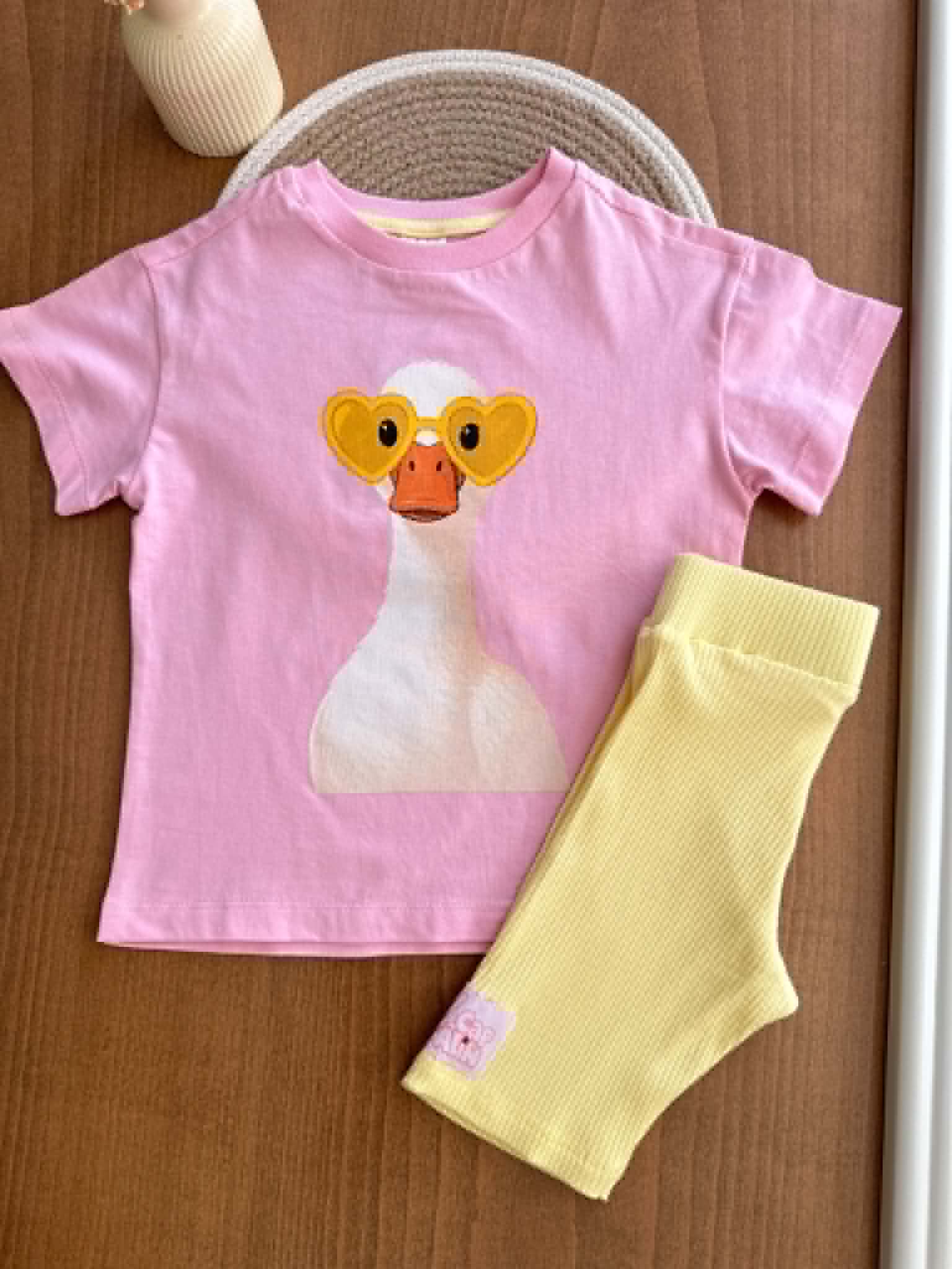 Ensemble Fille 100% Coton – Petit Canard rose